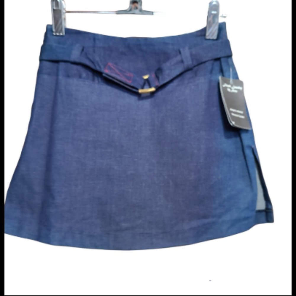 French Laundry Denim Skirt Side Zipper With Short Inside Indigo Size 4
